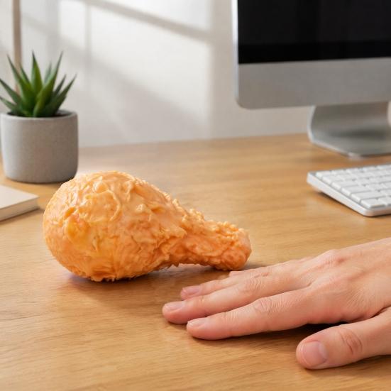 Stretchable Food Themed Toys Fried Chicken Leg Squeeze Toy Stress Relief Drumstick Sensory Fake Fidget Toy Desk for Basket Stuffers Party