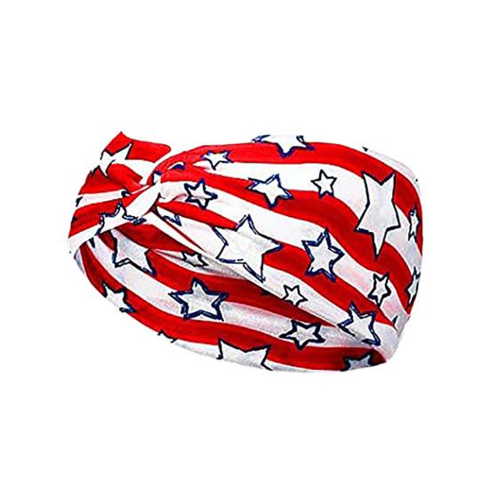 Headband Soft Cloth Independence Day Headband with Flag Stars Stripes Design Holiday Patriotic Hairband Hair Accessories