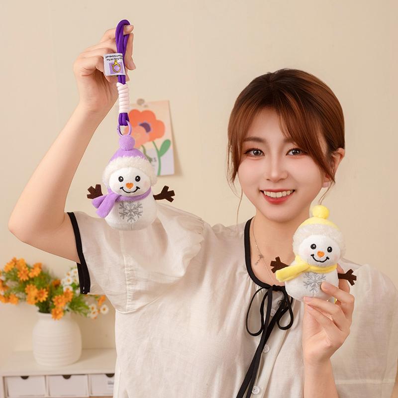 Cute Snowman Plush Toys Kawaii Snowman Stuffed Doll Bag Pendant Keychain Christmas Tree Decor Christmas Gifts For Children Kids