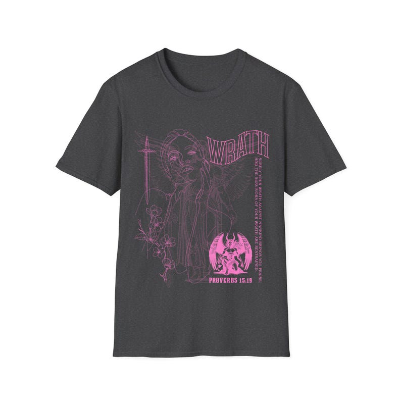 

2026 Summer Fashion Trendy Tee Unisex Women Vintage Top Seven Deadly Sins Wrath T-shirt _ Demon Illustration, Gothic Sin Design 4XL