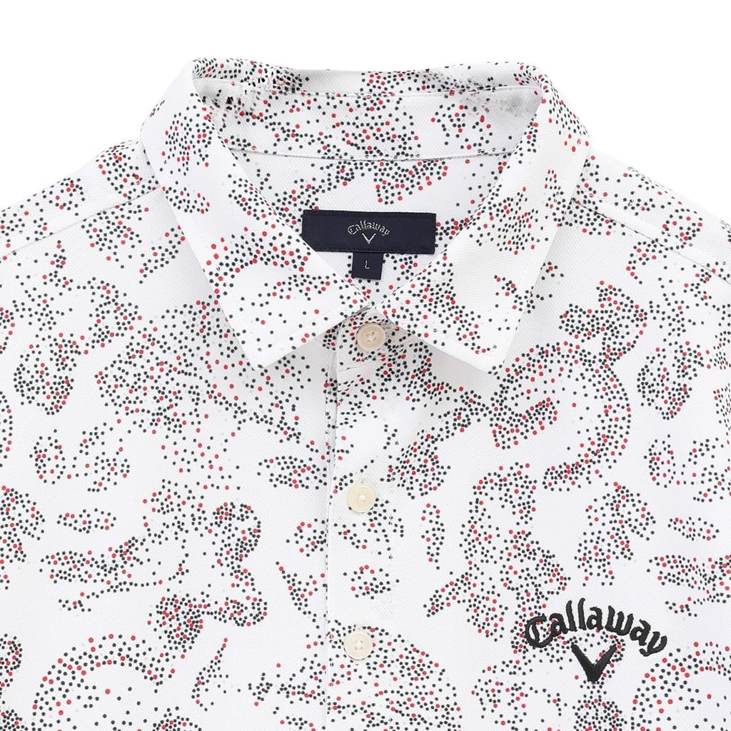 Short Sleeve Polo Shirt Moisture Quick Golf C24234106 [Callaway] Men's (Dot Print, Wicking, Drying) / / 1030_White