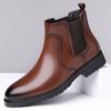 Men's Classic Retro Chelsea Boots Mens Fashion Leather Ankle Boots Men British Style Short Boots High-top Men Casual Shoes