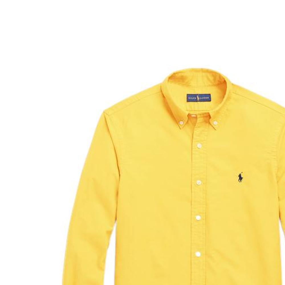 Polo Ralph Lauren Ss22 Solid Color Logo Embroidered Polo Collar Single-Breasted Long Sleeve Shirt Men shirts Yellow MNPOWOV16821898-700