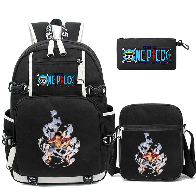 3Pcs/set Anime One Piece Washable Backpack for Teenager Girl Boy Computer Knapsack Back To School Lightweight Book Bag Men Women Travel Bag Rucksack