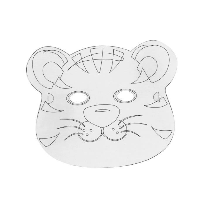Flat Masks To Decorate In Cardboard Small Animals - White - Set of 6