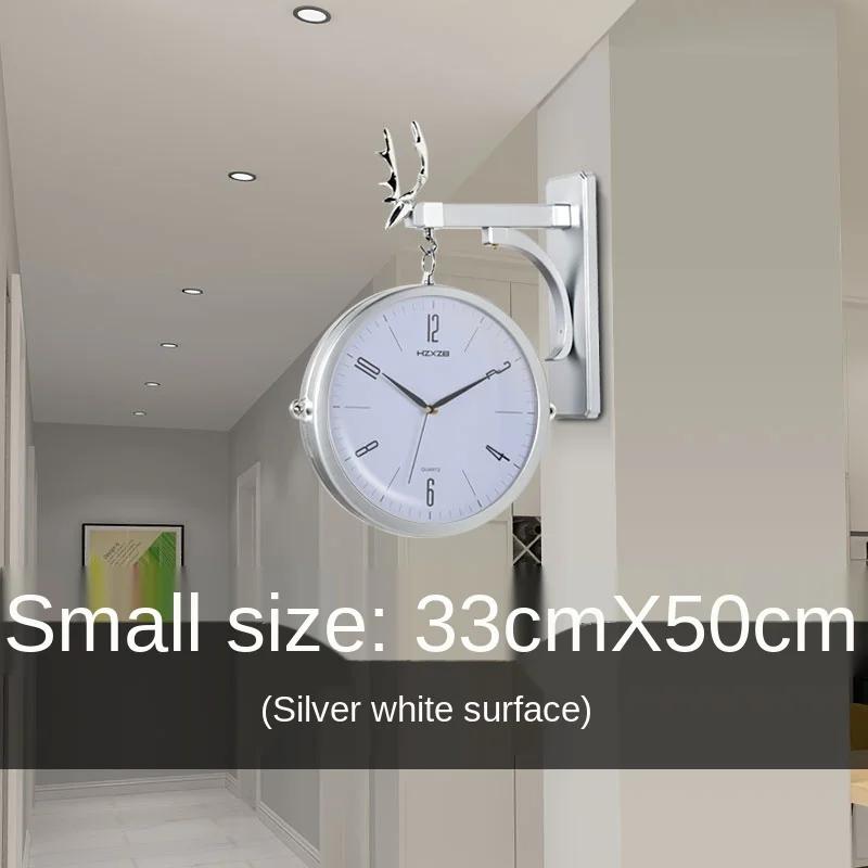 Double Sided Round Wall Mount Station Clocks Watchs Double Face Wall Clock Vintage Retro Home Decor Metal Frame Glass Dial Cover