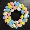 Easter Wreath 33cm Easter Eggs Wreaths for Front Door Colorful Flower Wreath Decoration Happy Easter Celebration Gift