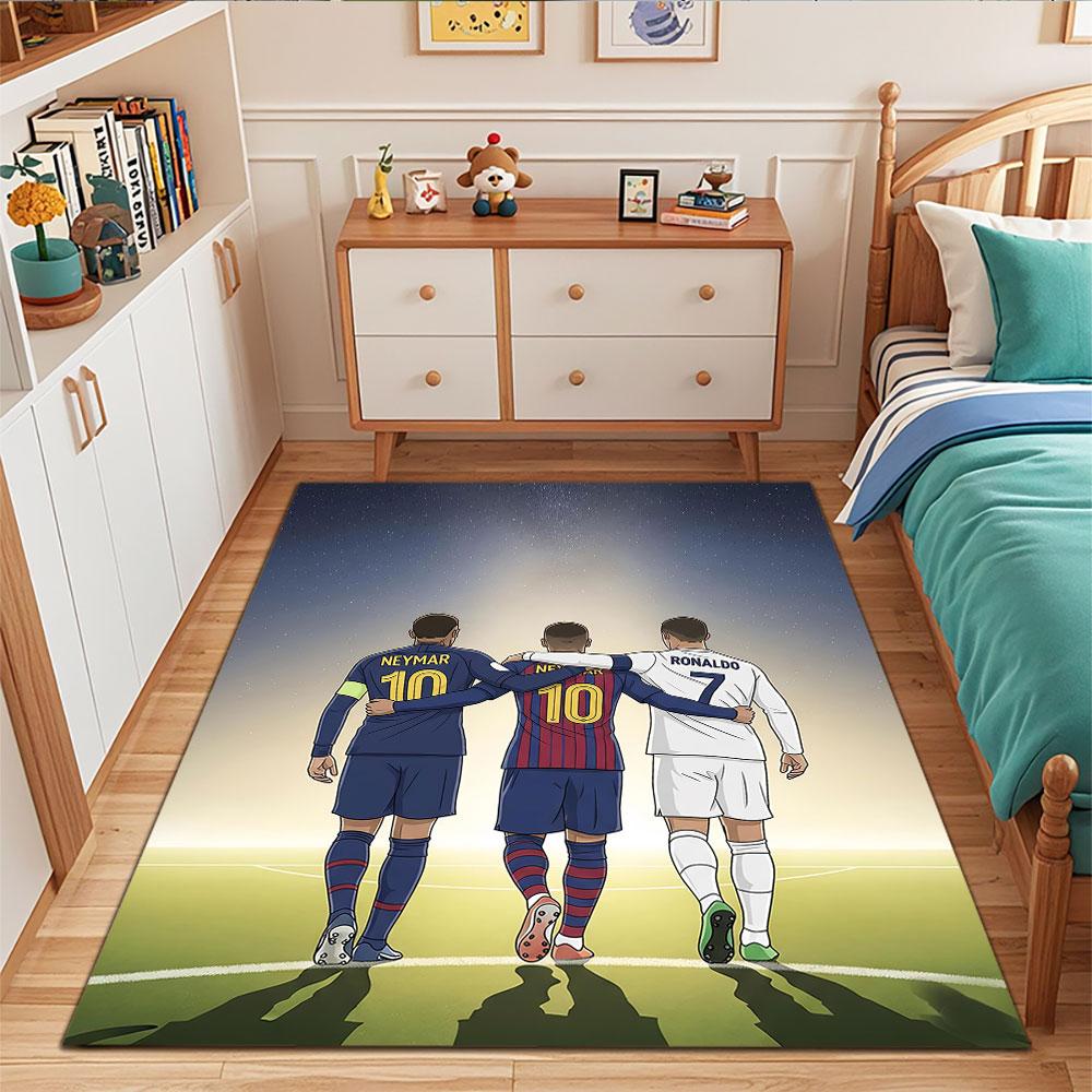 Football Legends United Patterned Carpet, Suitable As a Non Slip Play Mat for the Living Room and Bedroom Sofa