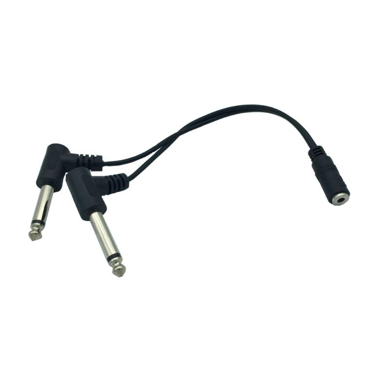 TRS Stereo 3.5mm Female Jack to Dual 6.35mm Male Plug Mono TS Right Angle Audio Adapter Y Splitter Cable Mixer Cable