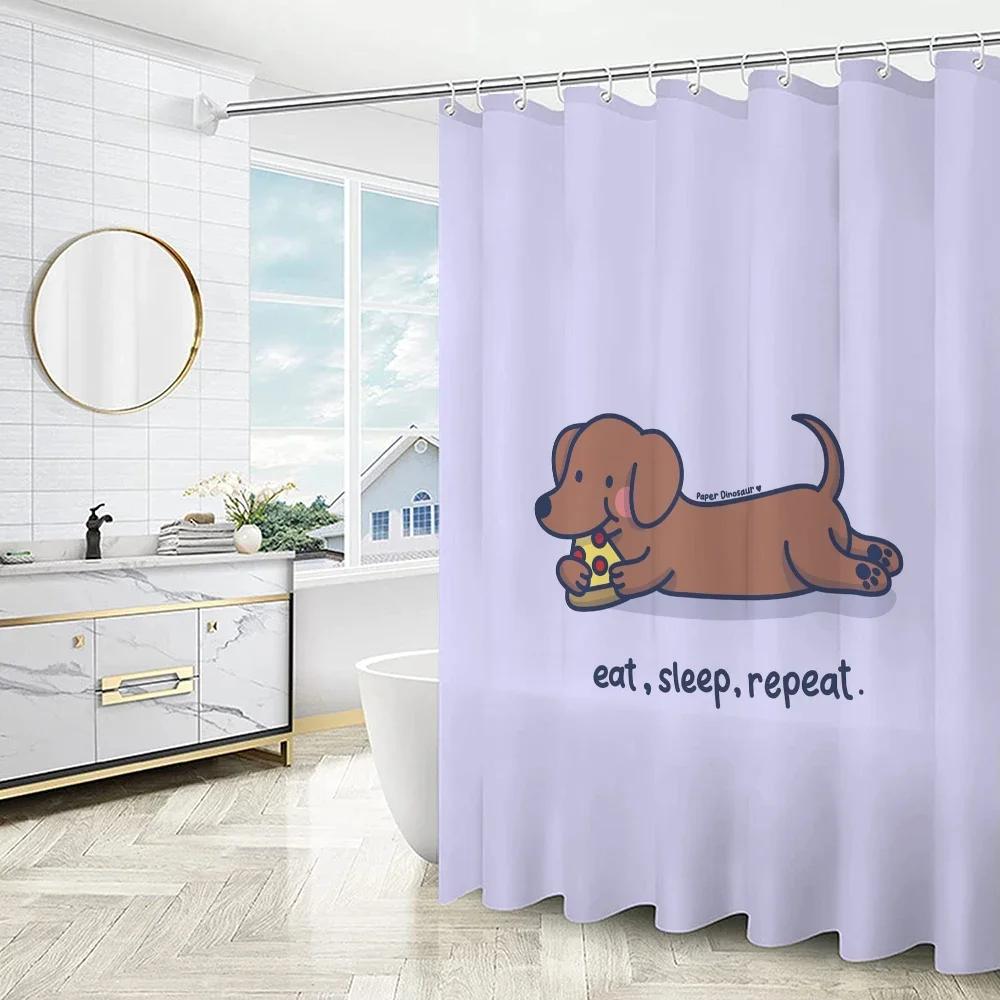 Curtains In the Bathroom Curtain for Quarto Dachshund Folding Partition Shower Accessories Bath Bedrooms Houses Rooms Waterproof
