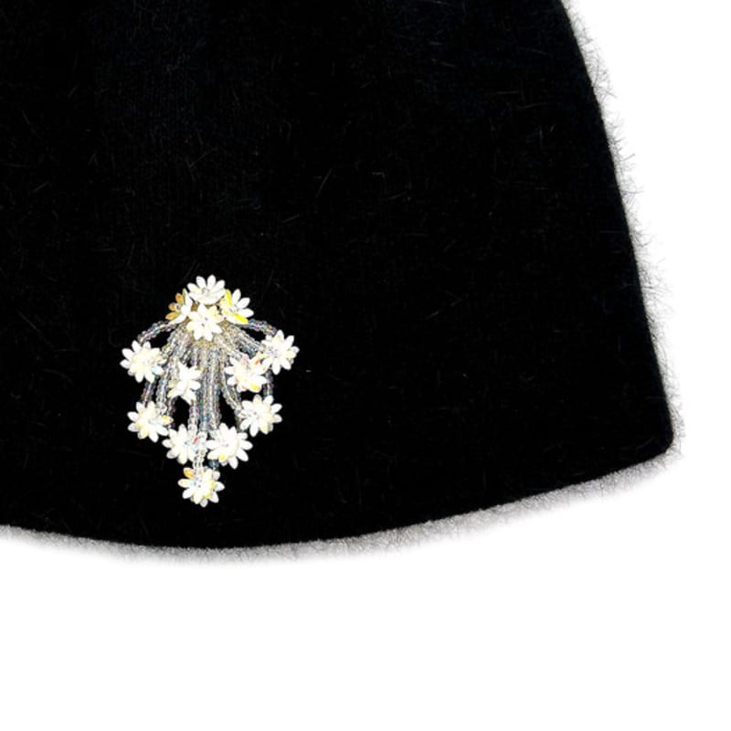 OTHER-worldly Drop Bead Angora Short Beanie [Black]