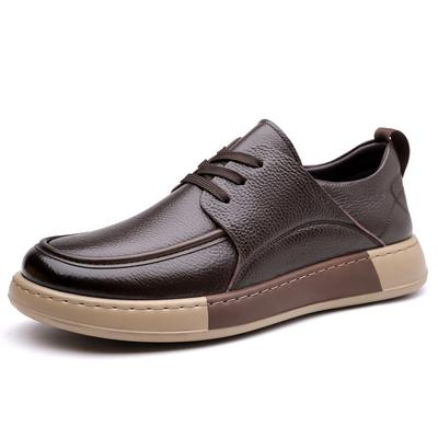 Men's Business Casual Leather Shoes Spring Autumn New Solid Color Fashion Casual Shoes for Man Lace-up Anti-slip Loafers Male