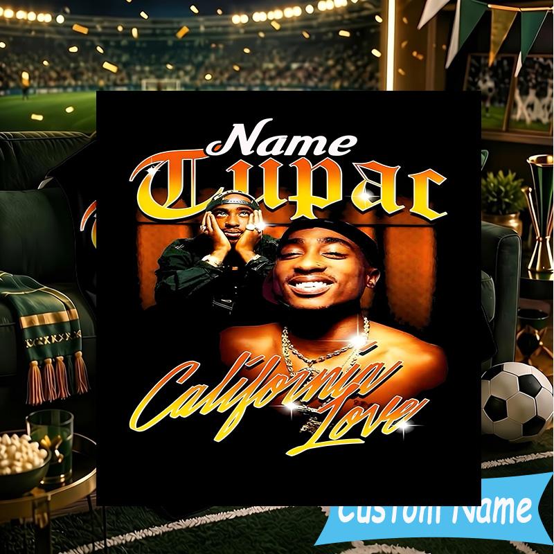 1PC Custom Name Rap Legend Tupac Throws Blanket Flannel Blankets for Couch Bed Gifts for Men Women Travel Picnic Christmas fan Gifts