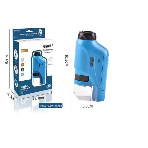 Handheld Microscope Kit 60-120x Pocket Microscope Battery Powered Handheld Mini Microscope LED Light Science Microscop