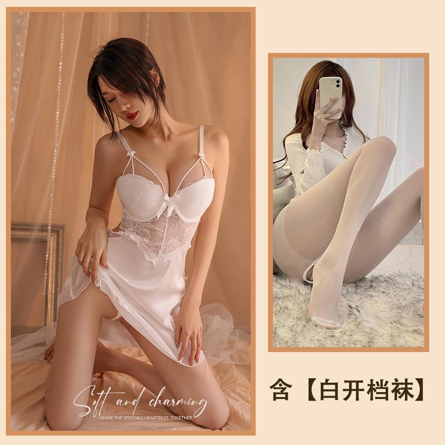 Sexy Unterwäsche, sexy Spitze, perspektivischer Pyjama, Damen-Stahlring-Raffung, rückenfreier Pyjama, kleiner, frischer Netzanzug.