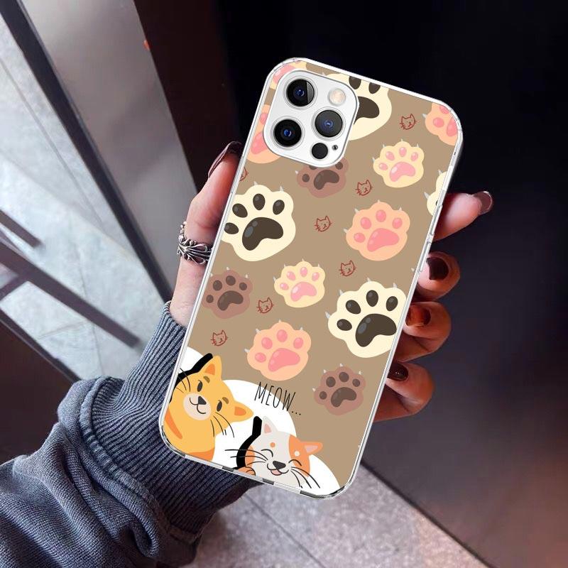 Cat Footprint Funny Paw Cute Phone Case For iPhone 17 Air 11 13 Mini 14 15 Plus 16 12 Pro Max 16E SE 7 8 Pattern Soft TPU Back C