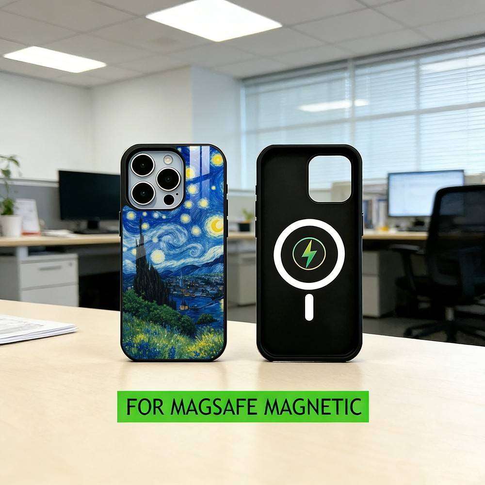 

Чехол для телефона Van Gogh Звездная ночь Для iPhone 17, 16, 15, 14, 13, 12, 11 Plus, Pro Магнитный Для Magsafe Беспроводная зарядка iPhone13PRO