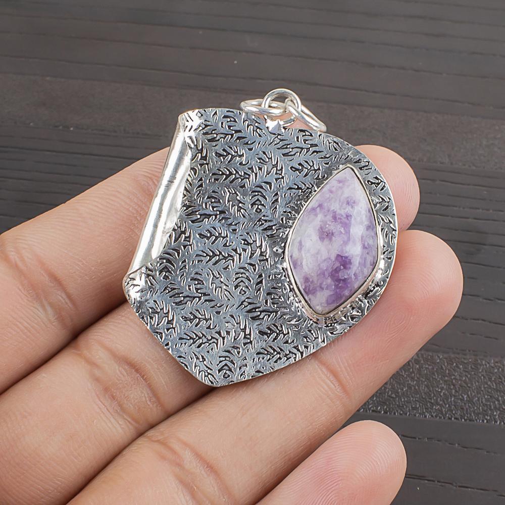 Natural Lepidolite Gemstone 925 Sterling Silver Jewelry Designer Pendant 2.09  AJP-2375