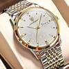 Personalizovaný design Pruhovaný ciferník Luxusní pánské hodinky Zlatý ocelový řemínek Vodotěsný kalendář Luminous Clock Pánské sportovní hodinky Chlapecké Hodinky pro volný čas