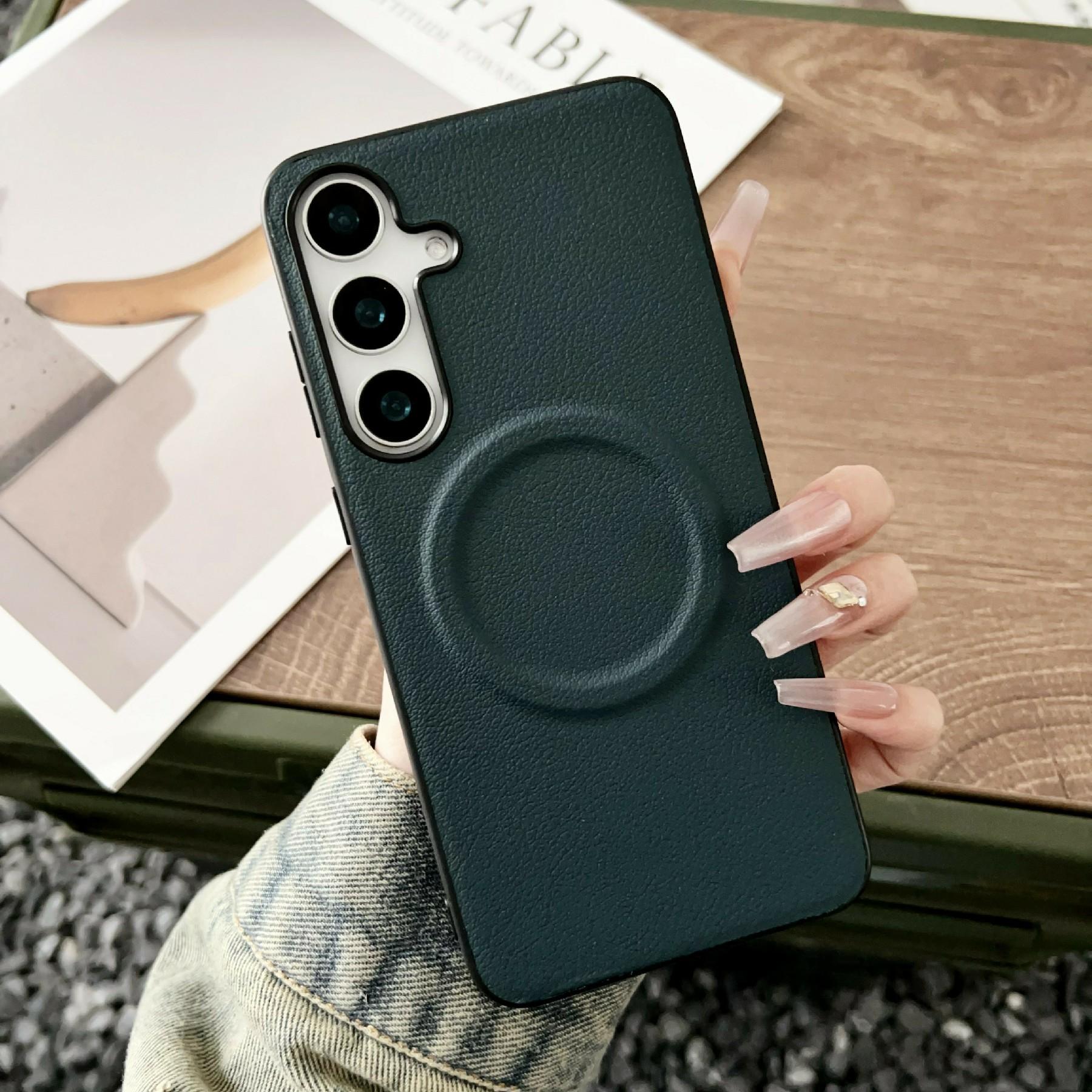For Samsung Galaxy S26+ Magnetic Case PU Leather + TPU Phone Back Cover