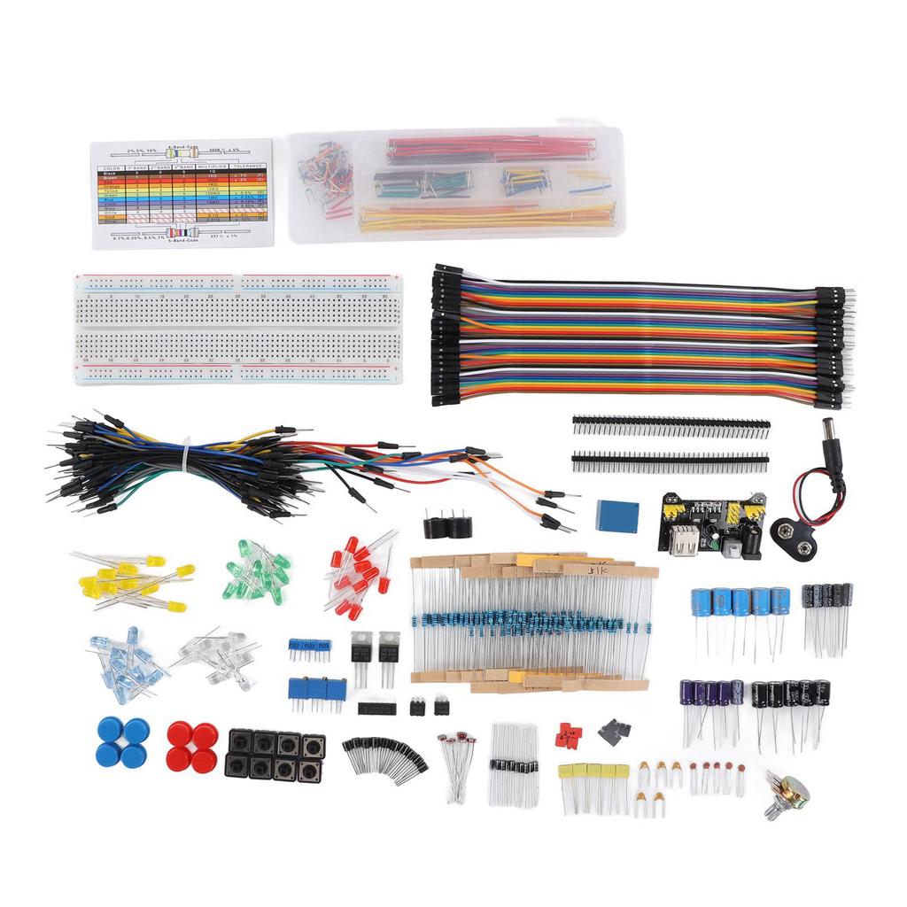 Kit Asortiment Componente Electronice Modul de Alimentare Rezistor Condensator Tranzistor Fire Jumper