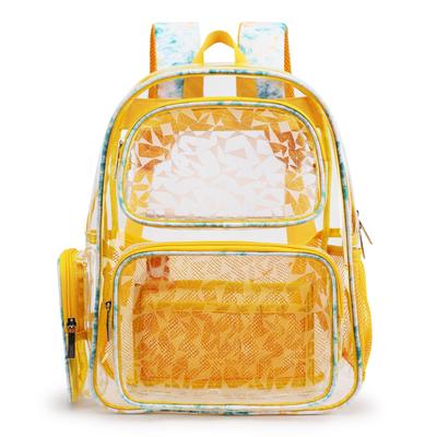 TINYAT Clear Large Vinyl Stadium for Girls and Perfect for Water Outdoor and School Backpack, Capacity, Transparent, Waterproof, Lightweight, Cute,