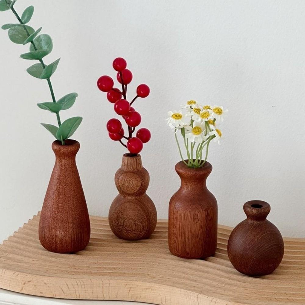 Minimalism Flowerpot Floral Arrangement Tabletop Decor Simple Wooden Vase  Living Room