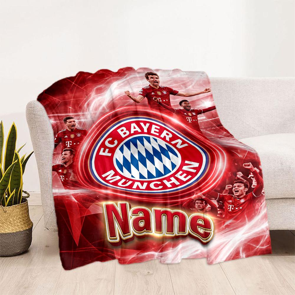 Bayern Munich Fan Gear Personalized Text Blanket Gift Customizable Blanket Warmthful Decor Throw For Office Picnics Chair Bedding All-Season Use