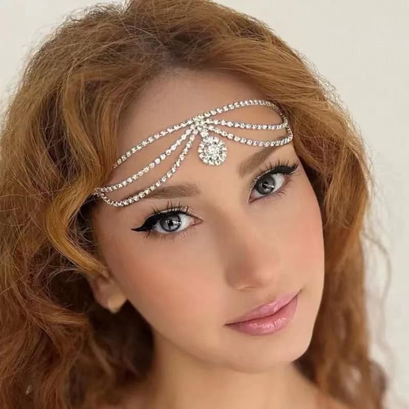 

Стразы Кисточка Головной убор с Каплевидной Цепочкой на Лоб для Невест