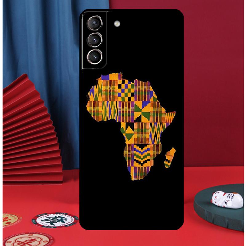 Map of Africa African Fabrics Phone Case For Samsung Galaxy S25 S24 Ultra S9 S10 S20 S21 S22 S23 Plus S24 FE Back Cover
