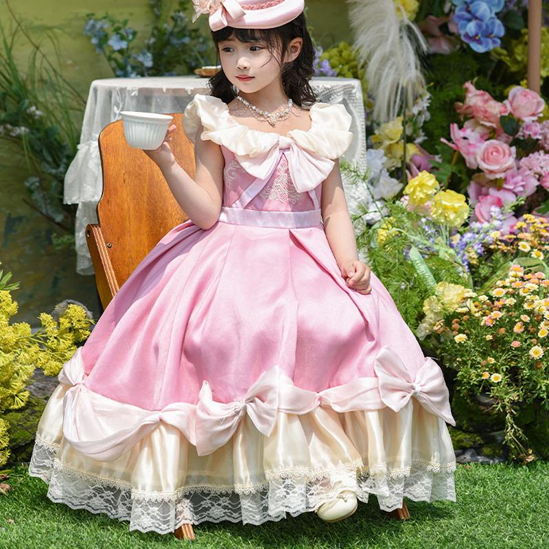 Dziewczęca sukienka Lolita na imprezę, letnia, wiktoriańska, retro, Lolita, elegancka, księżniczka, dziecięca suknia balowa
