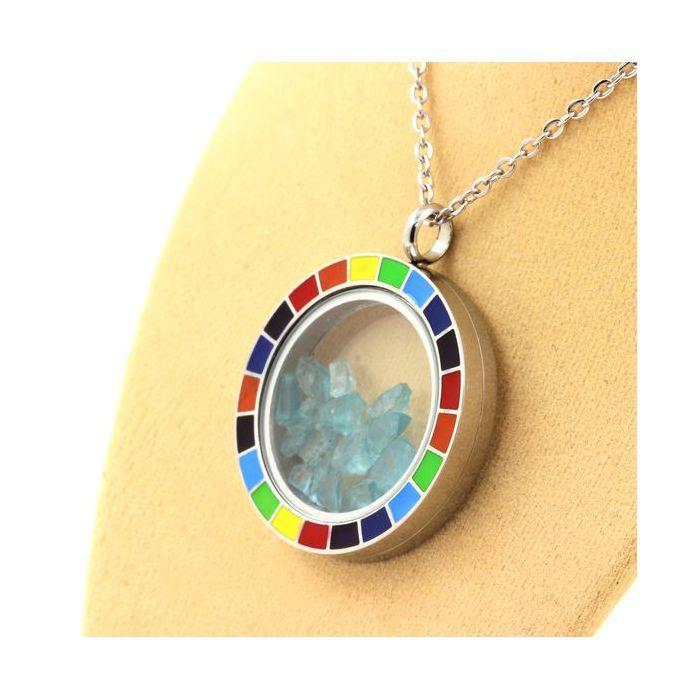 Stones and Minerals. Raw Paraiba Apatite Necklace. Rainbow Model.