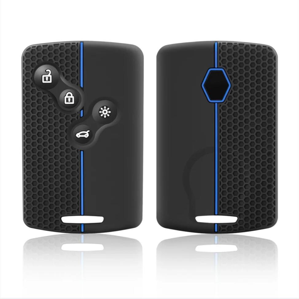 Silicone Key Case for Renault Megan 3 Laguna Fluence NEMA Clio 4 Captur Zoe Card 4 Button Key Cover Remote Protection Keychain