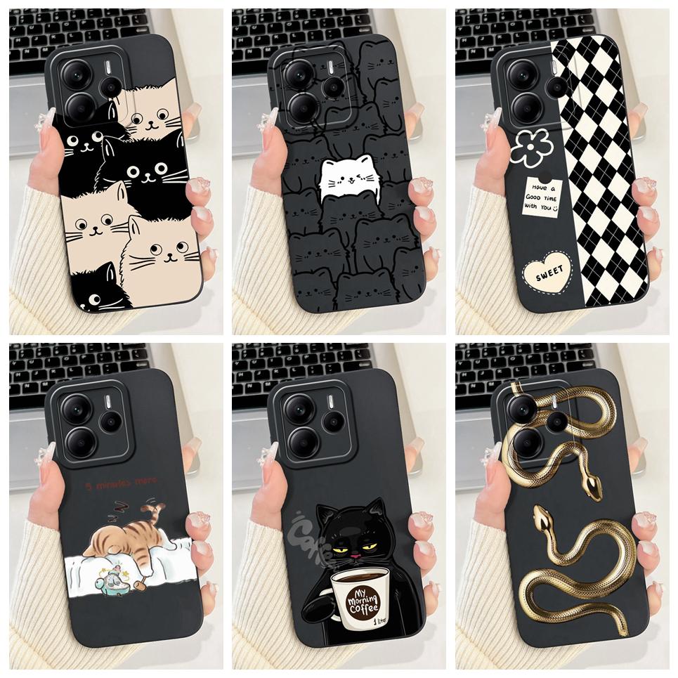 New Fashion Case For Xiaomi Redmi Note 14 14S 14 Pro Plus Phone Shell Flower Butterfly Luxury Girly Back Cover Soft Silicone