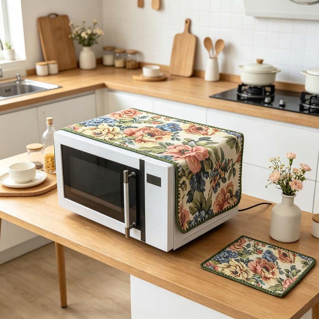 30x90cm Home Decor Linen Cotton Microwave Oven Anti Dust Protective Cover