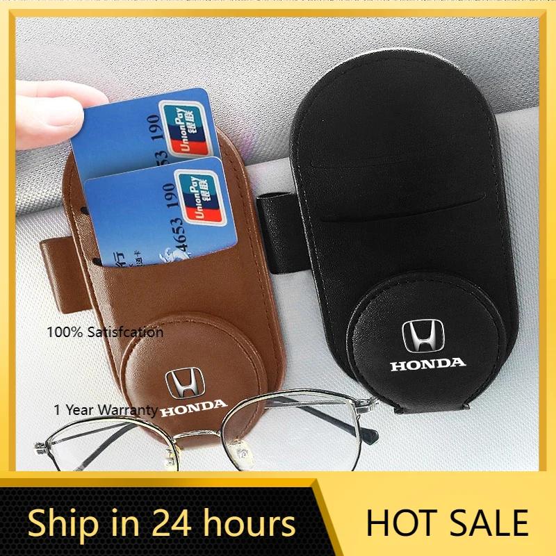 2025 Hot Car Styling Leather Car Sun Visor Glasses Case Holder Accessories For Honda Pilot Odyssey Jazz Accord City Civci CRV FI