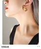 C-Shaped Textured Titanium Steel Earrings, 18k Gold-Plated, Minimalist European and American Style for Autumn/Winter, Christmas Edition F229
