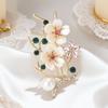 Alloy Rhinestone Peach Branch Brooch Accent Light Luxury Lapel Pin Elegant Versatile Women's Clothing Accessory PD2531