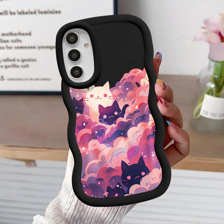 Black Cat Starry Night Case for Samsung Galaxy A15 A13 A12 A16 A52 A21s A11 A14 Soft Phone Cover A53 A06 A23 A04 A05 A22 A03 A33