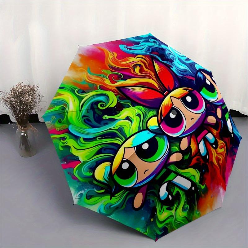 1pc Powerpuff Girls, Cartoon Themed High-quality Umbrella,Automatic Opening and Closing Umbrella,Multi-functional Umbrella G0811035