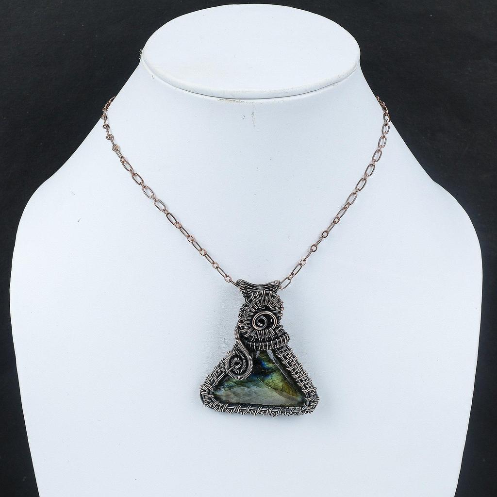 Labradorite Pendant Copper Wire Wrapped Pendant Handmade Jewelry Gemstone Pendant Copper Jewelry Unique Pendant Labradorite Pendant Jewelry