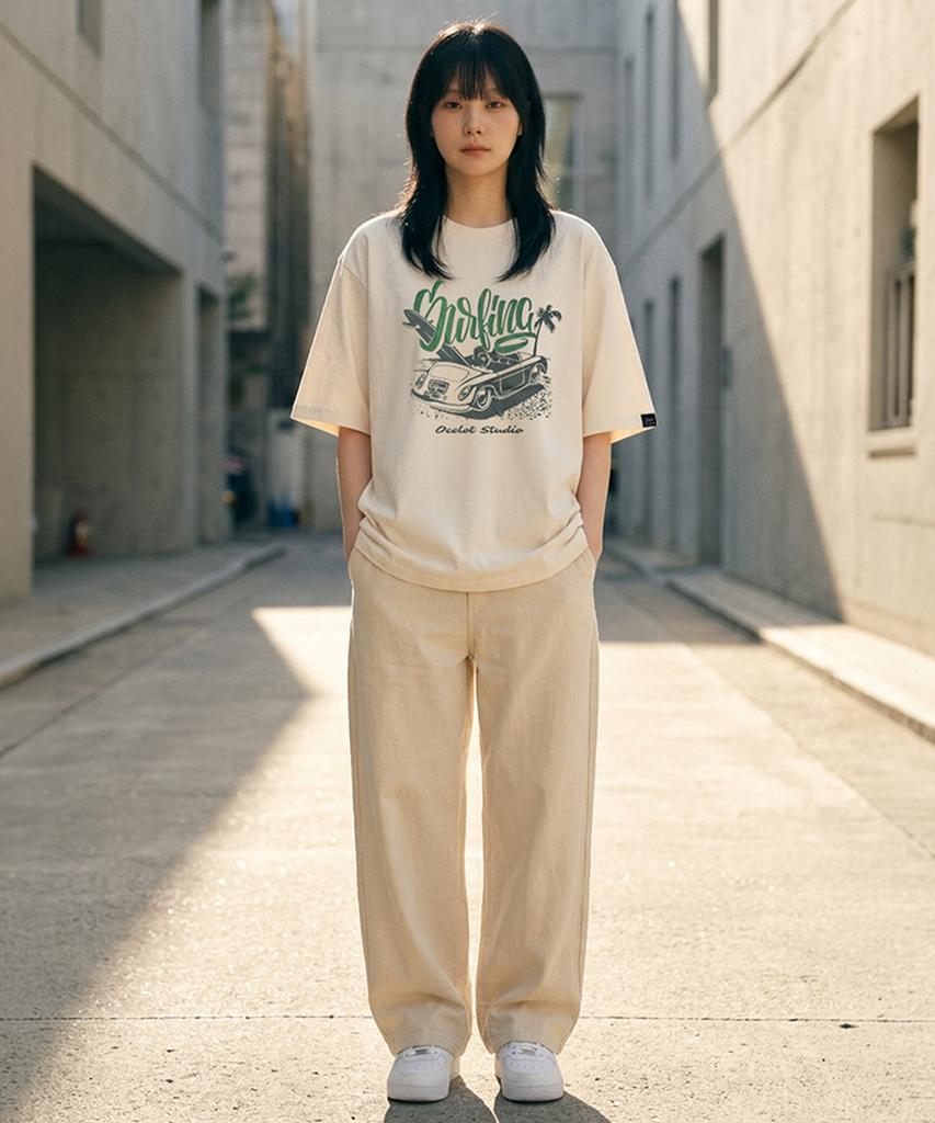 Osillos C97 Surf Car Oversized Short Sleeve T-Shirt_Cream