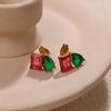 2026 Inlaid Gemstone-plated 18K Gold Earrings European and American Fashion Light Luxury Earrings Women