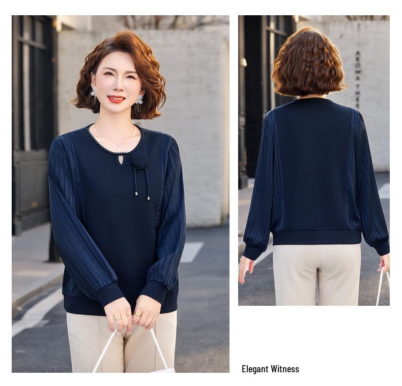 Spring Floral Chiffon Casual Shirt for Middle-Aged & Elderly Women