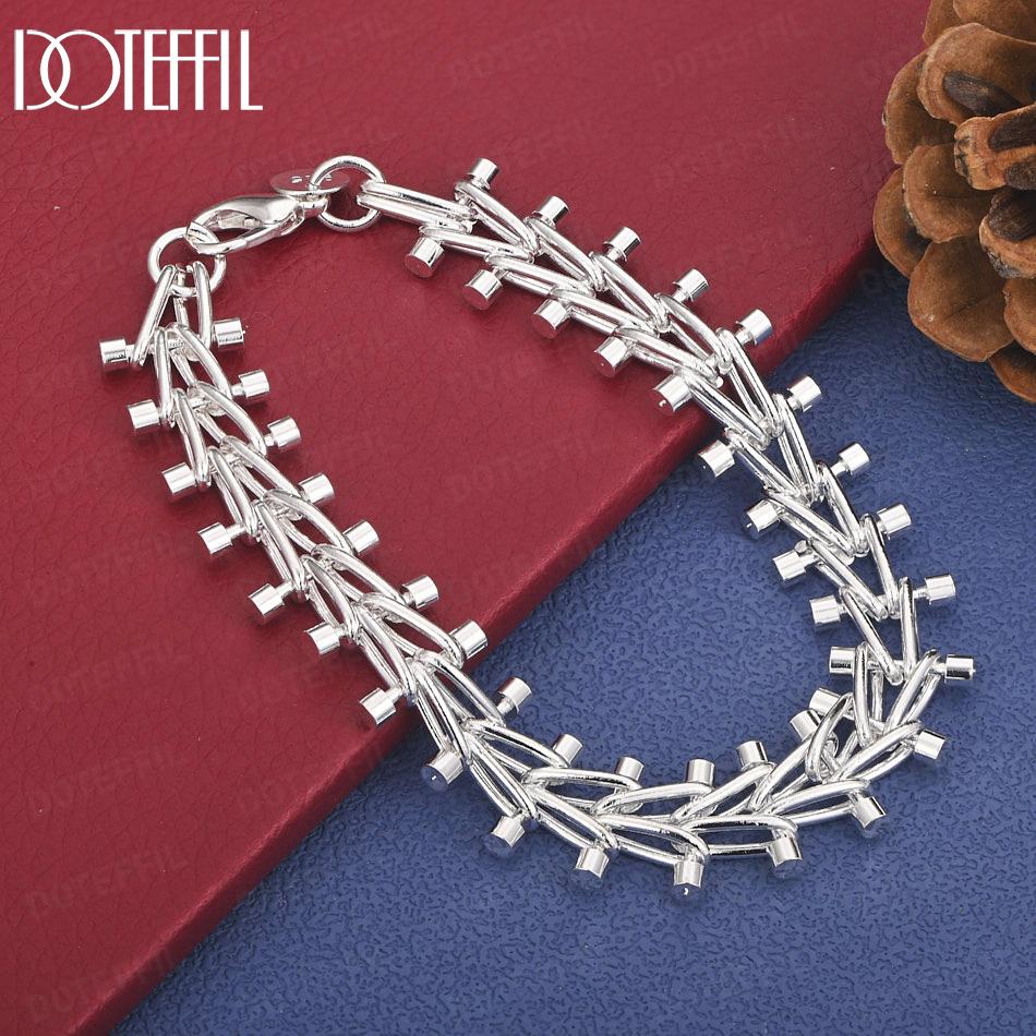 

Свадебные украшения из стерлингового серебра 925 пробы, геометрический браслет в подарок 20cm