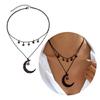 Trendy Moon And Star Pendant Necklace Collarbone Chain with Intricate Hollow Design for Fashion Forward Individuals