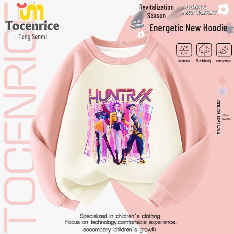 2025 Kpop Dziewczyna Łowca Demonów Jesień/Zima Welurowy Dwuczęściowy Zestaw Bluza z Kapturem i Spodnie dla Dzieci