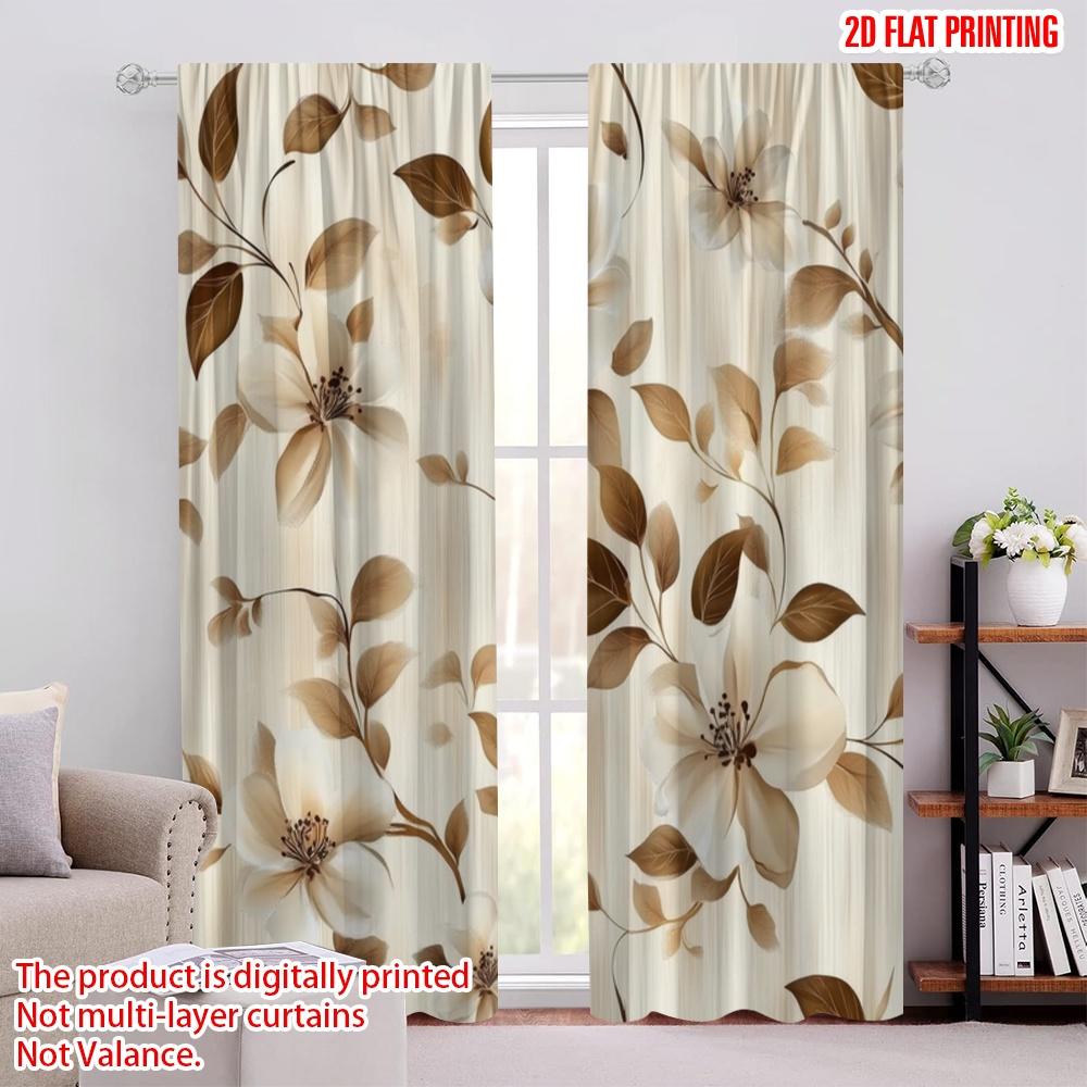 

2 шт., шторы с 2D-печатью, с цифровой печатью, винтажные цветы, прочная ткань из 100% полиэстера (без удилища) Универсальный для всех видов использования 52.50 × 116.00 cm 2 pcs
