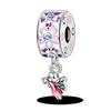 Silver Clasp 925 Silver CZ Pave Clip Charms Daisy Beads Stopper Safety Chain Fit Original Bangle Bracelet Jewelry Clip