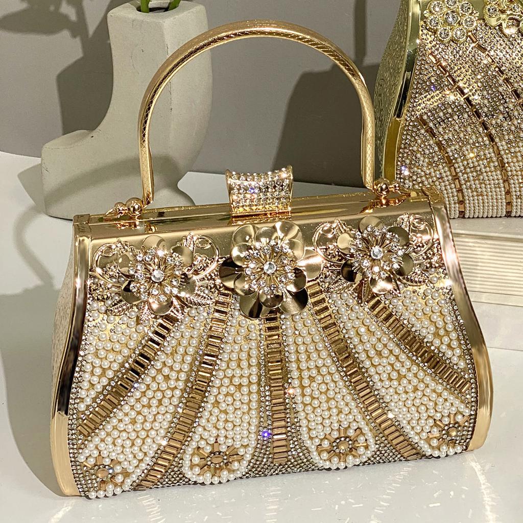 Fan Diamond Bridal Bridesmaids Handbag Photography Film and Television Props Craft Dinner Bag Large Capacity Dress Bag